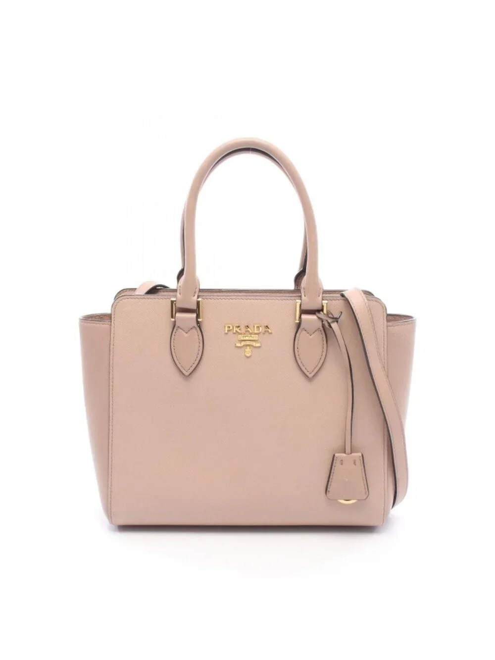 Prada 2-Way Pink Beige Leather Shoulder Handbag